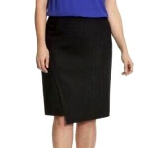 Lane Bryant Black Faux Wrap Skirt 22 Pencil Career Classic Tailored Corporate